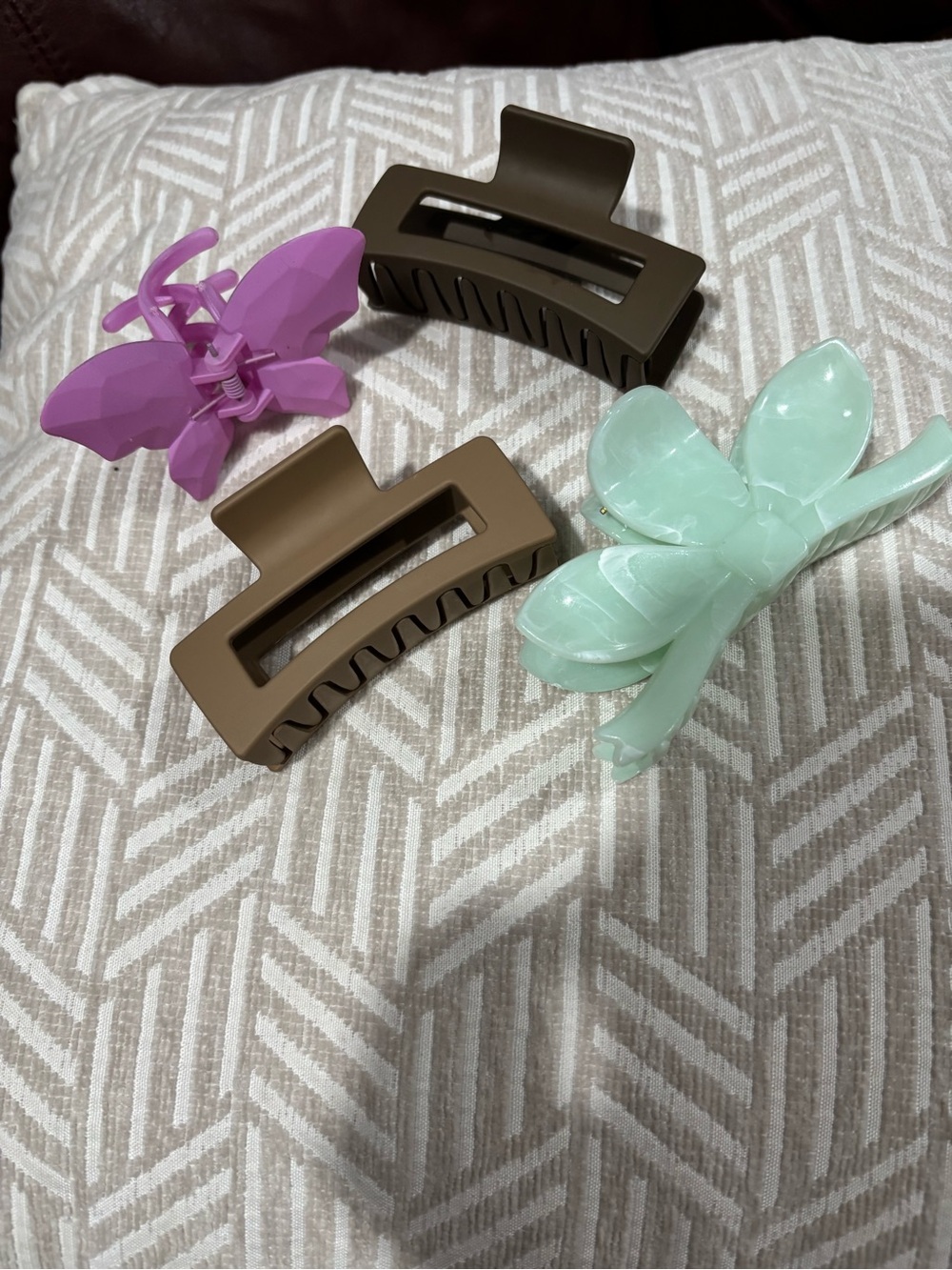 Kids Hair Claw Clip Set - Pink, Brown, Mint